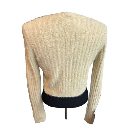 Windsor size medium yellow fluffy cardigan v neck front sweater NWT - Picture 2 of 8